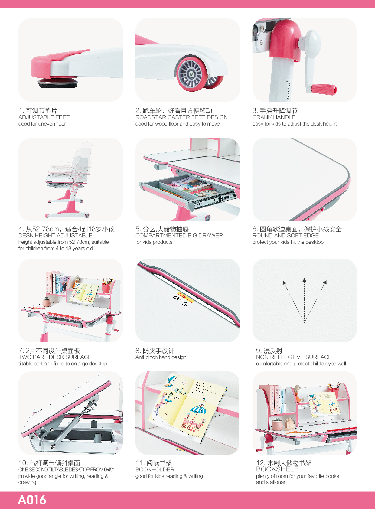 height adjustable kids desk